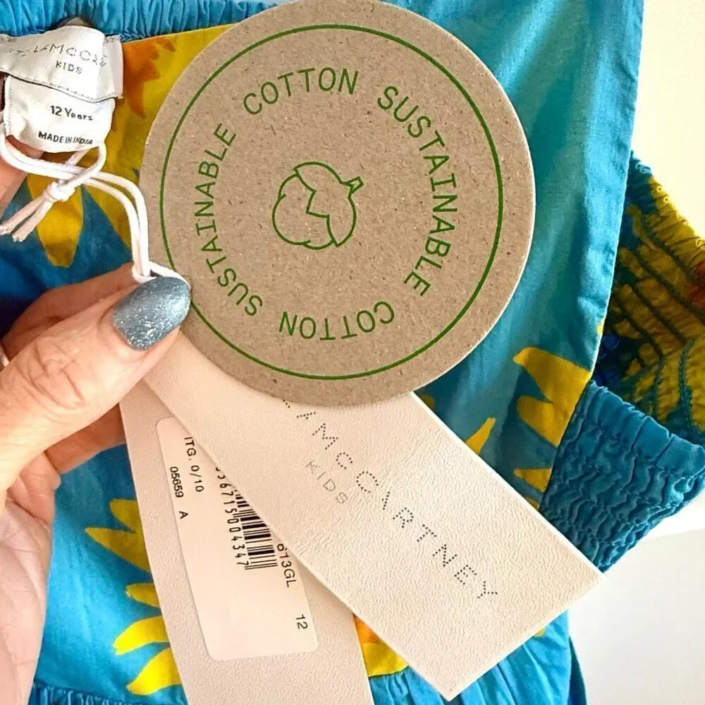NWT Stella McCartney Kids Sunflowers Cotton Dress. Size 12